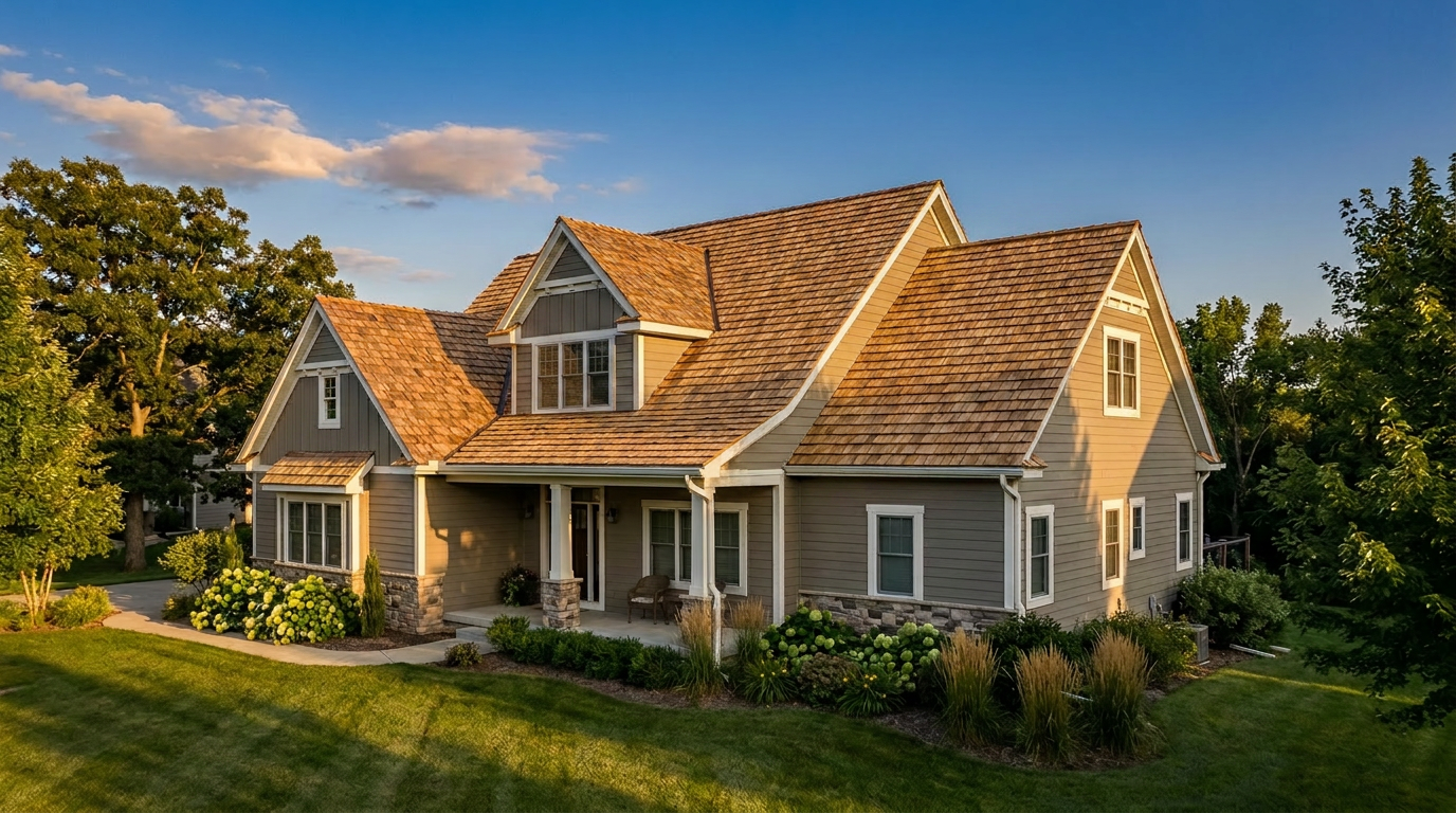 Home shown with Cedar wood shake
