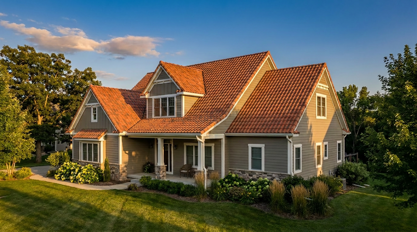 Home shown with Clay tile